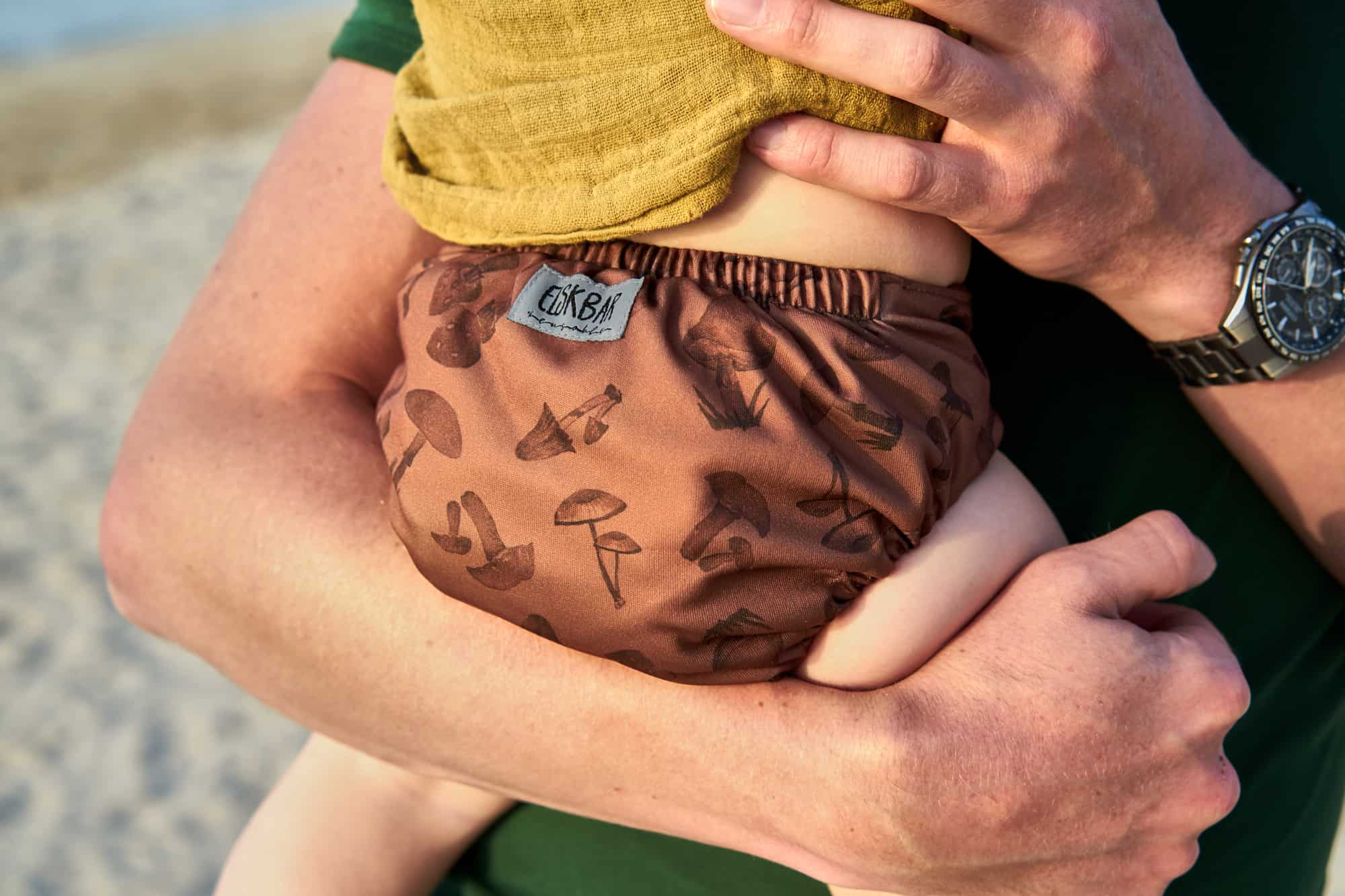 Natural Snap-In Mushrooms Brown Cloth Diaper Baby