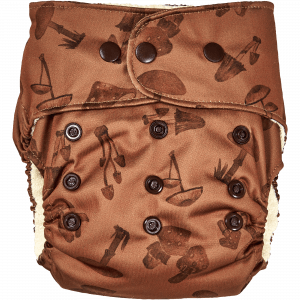 Natural Snap-In Mushrooms Brown Cloth Diaper