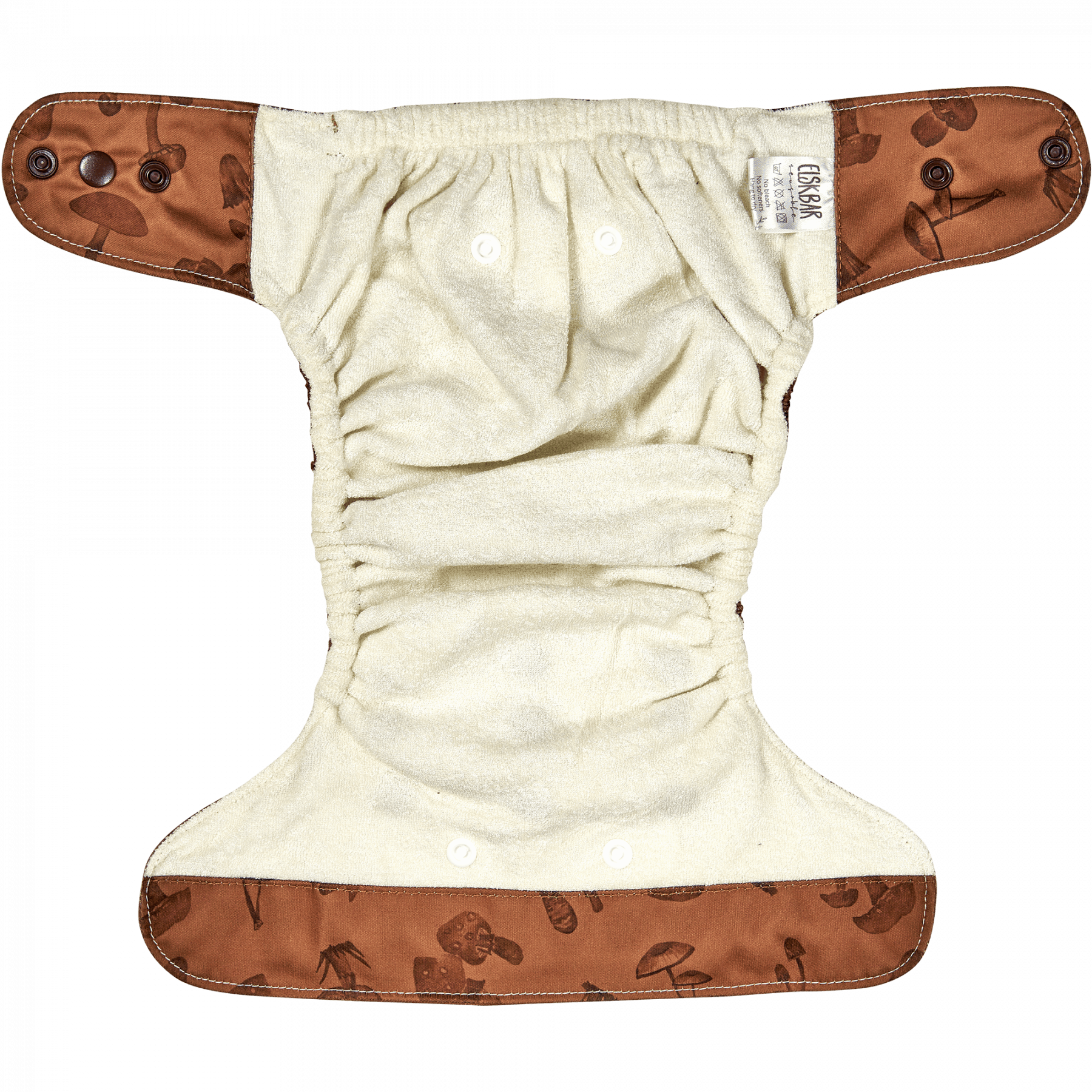 Natural Snap-In Mushrooms Brown Cloth Diaper Inside