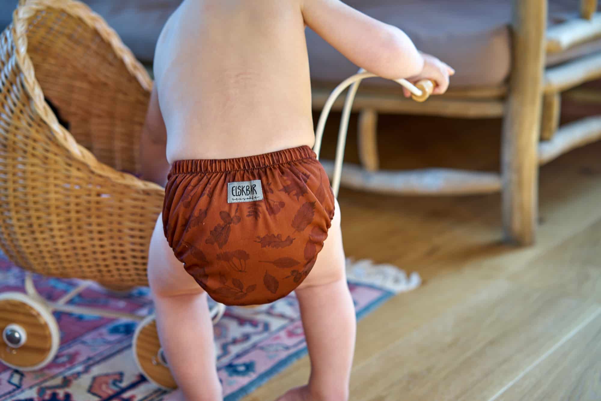 Natural Snap-In Leaves Red Cloth Diaper Baby