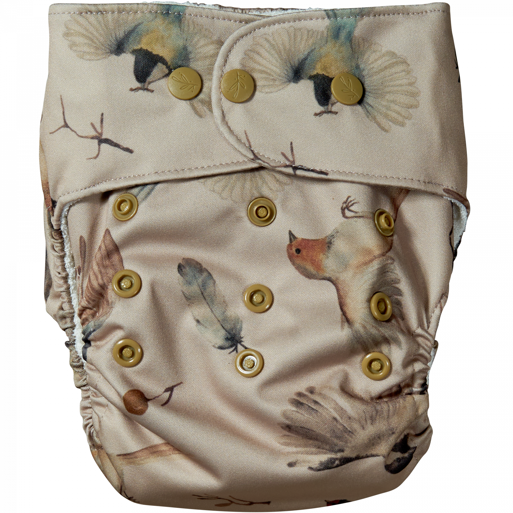 Natural Snap-In - Birds - cloth diaper front