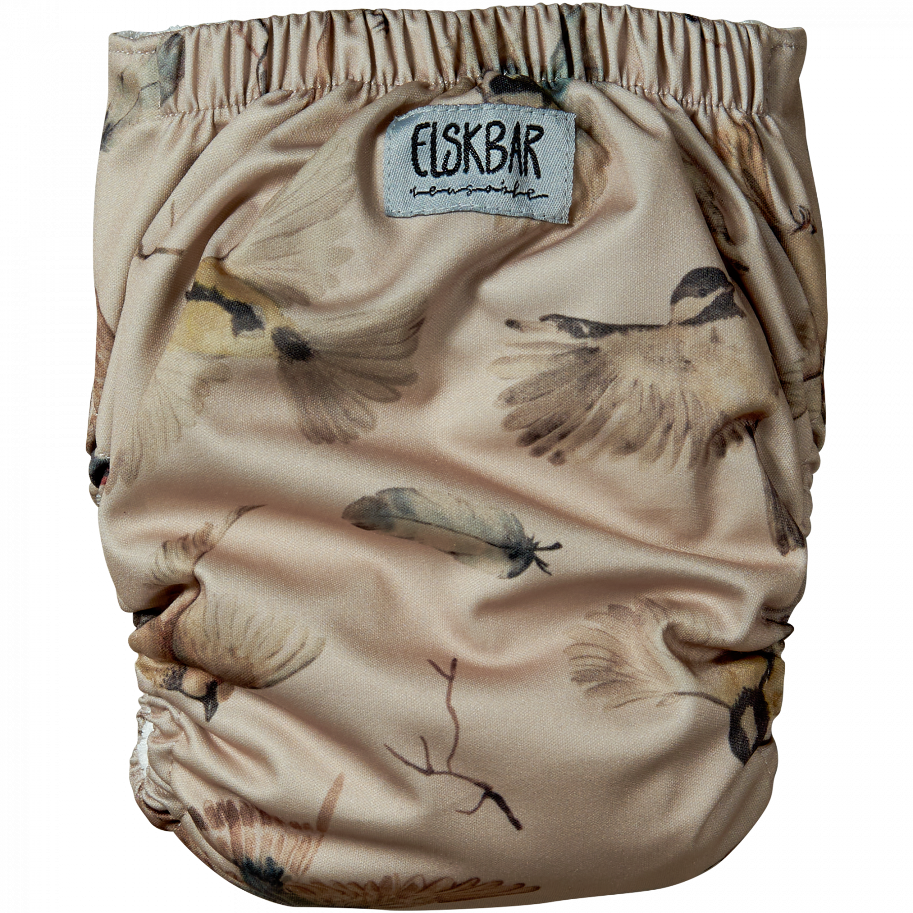 Natural Snap-In - Birds - cloth diaper back